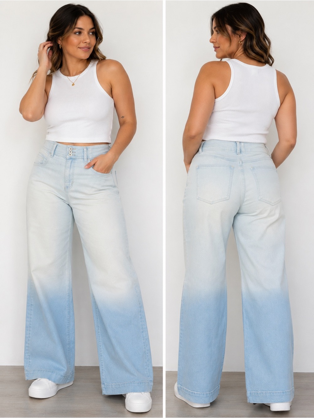 Anthropologie Blue Ombre Wide Leg Pants Size 28
